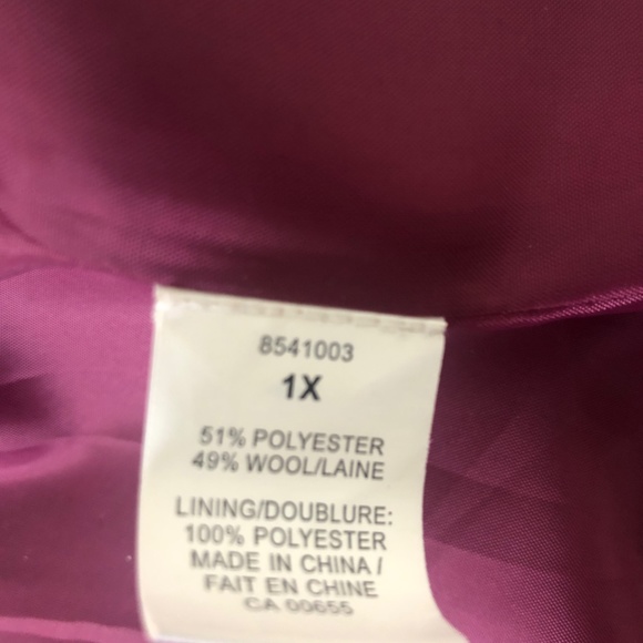 Penningtons size 1X cherry pink wool blend jacket blazer - Picture 8 of 9